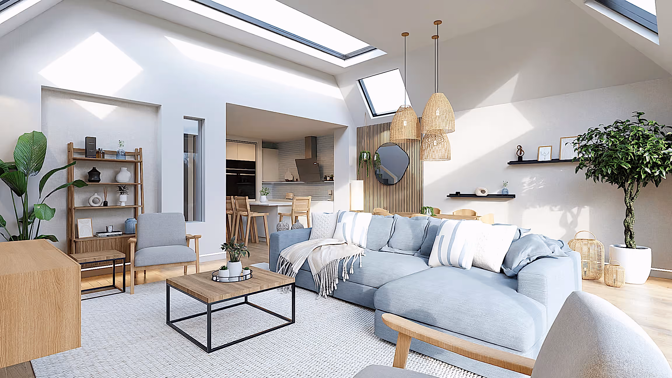 Scandi Open Plan Living with a dash of colour