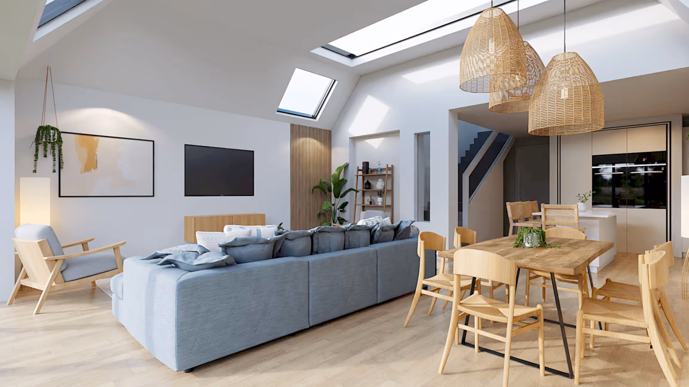 Scandi Open Plan Living with a dash of colour
