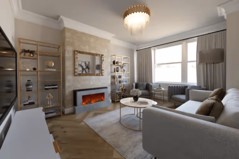 Sitting Room with a Fireplace as the Focal Point