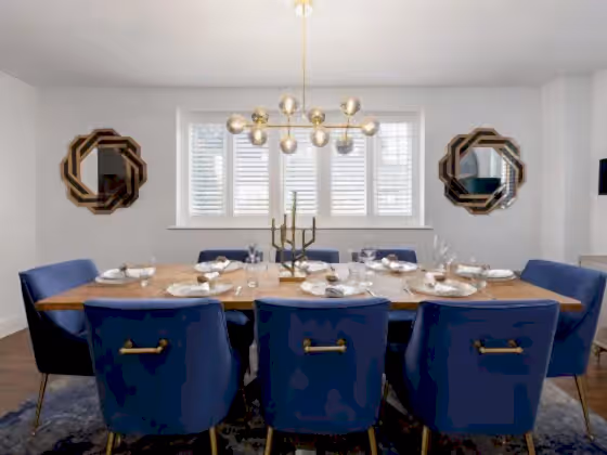 Contemporary Hues of Blue Dining Room Design