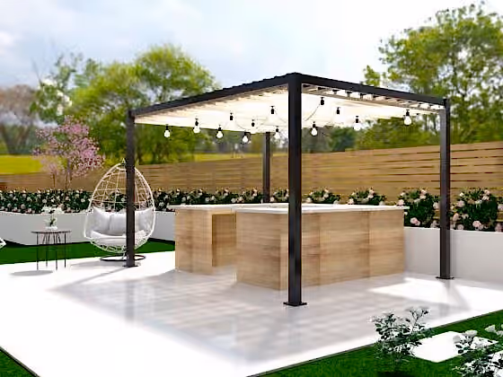 Modern Garden Design with Pergola and Entertainment Area