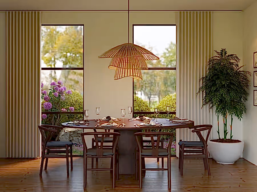 Elegantly Crafted Open Plan Dining and Living Room